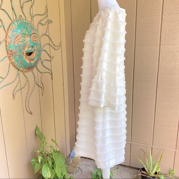 ALFANI IVORY TIERED FRINGE BELL SLEEVE SHIFT DRESS 14 NEW - Picture 14 of 15